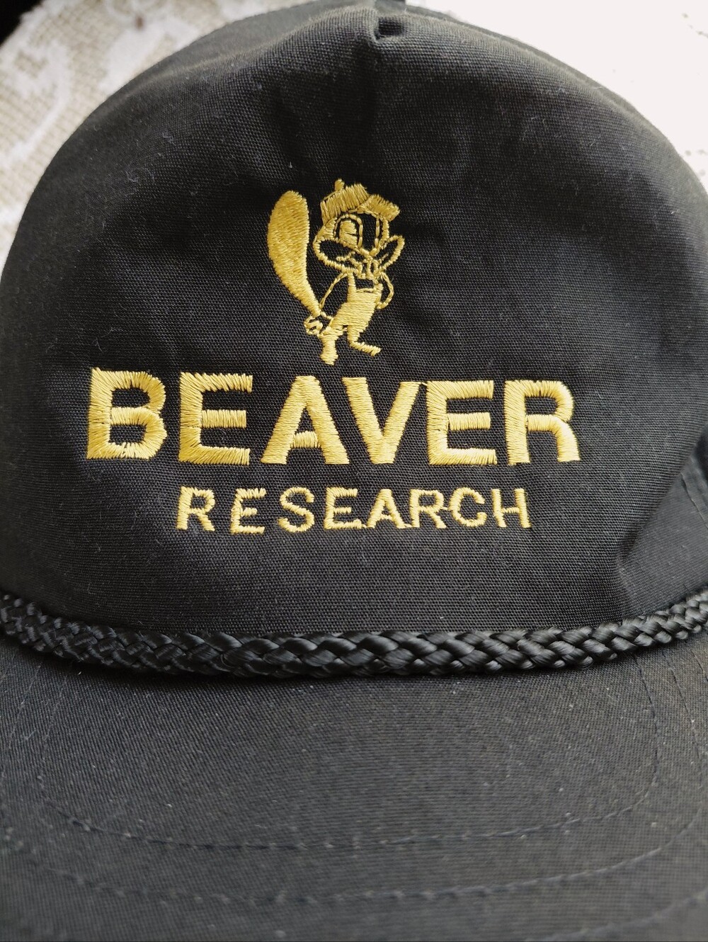 Vintage Beaver Research 😉 Black and Gold Embroidered Cap